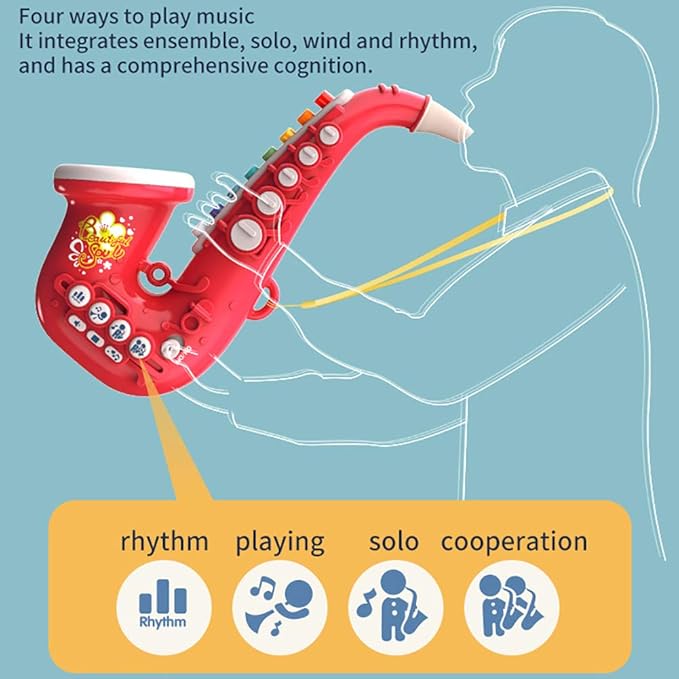 Smaroll Kids Saxophone Toy with Light and Sound,Multifunctional Early Educational Toys Musical Instrument Toy for Toddler Girls Boys Beginners Music Simulation Mini Saxophone, for Kids