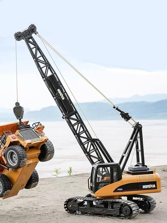 Gemini&Genius Crawler Crane Construction Vehicle Toy Dragline Heavy Duty 1/50 Crane Work Car, Engineering Truck, Site Sandbox Car Toy, Collectible or Decoration for Kids