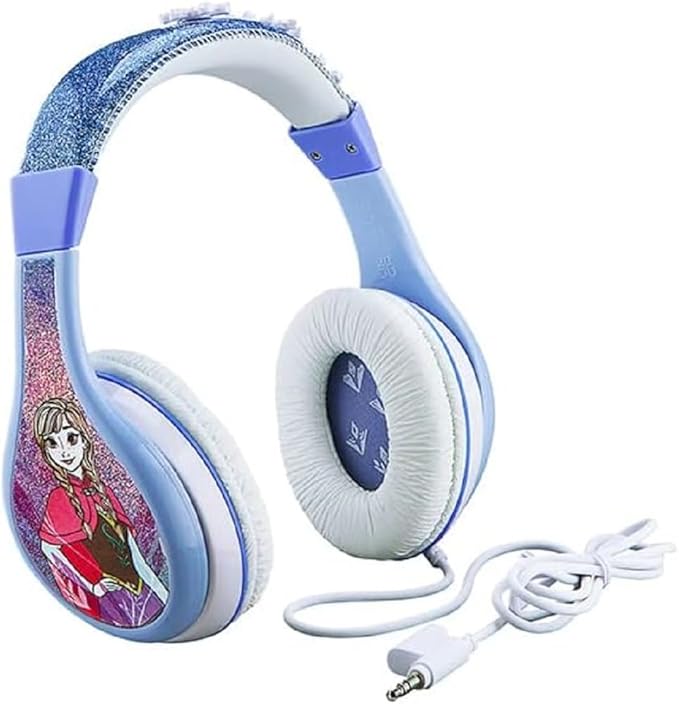 Frozen 2 Kids Headphones, Adjustable Headband, Stereo Sound, 3.5Mm Jack, Wired Headphones for Kids, Tangle-Free, Volume Control, Foldable, Childrens Headphones Over Ear for School Home, Travel