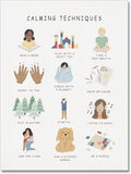 uoyien Calming Corner Classroom Mental health Posters Feelings Calming Techniques Canvas Wall Art Boho Emotions Chart for Kids Prints Special Education Wall Decor for Office School 16x22in Unframed