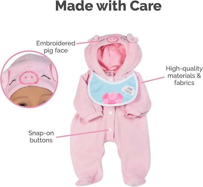 Adora Boy Baby Doll Clothes 16 Inch Accessories Includes Pig-Themed Shirt Striped Pants Matching Cap Fits Dolls 16 Inches for Toddlers Ages 3+ Adoption Pig Out Outfit
