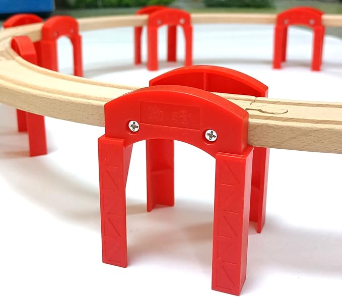 Wooden Train Bridges, Bridge Support, Wooden Train Track Accessories, Train Tracks Compatible with All Major Brands, Wood Toys for Girls & Boys