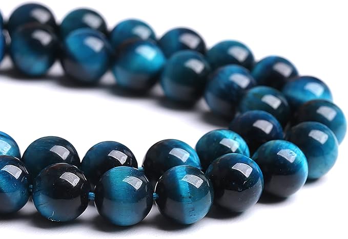 90PCS 8MM Blue Tiger Eye Beads Natural Stone Gemstone Spacer Loose Beads for Jewelry Making DIY Bracelet Semi Precious Beads Strand 2 Strands