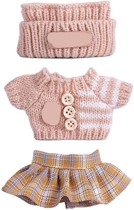 for Luxury 17cm Doll Clothes – 3-Piece Set （No Doll）, Adorable Outfit , Doll Outfit Clothes Set for 17cm Dolls,Clothes for Fashion Designer Collection Hat + Sweater + Skirt (Yellow)