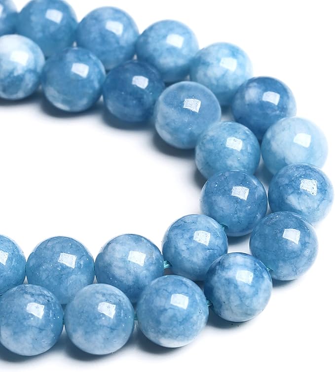 12MM 32PCS Blue Aquamarine Jade Loose Beads for Jewelry Making DIY Bracelet