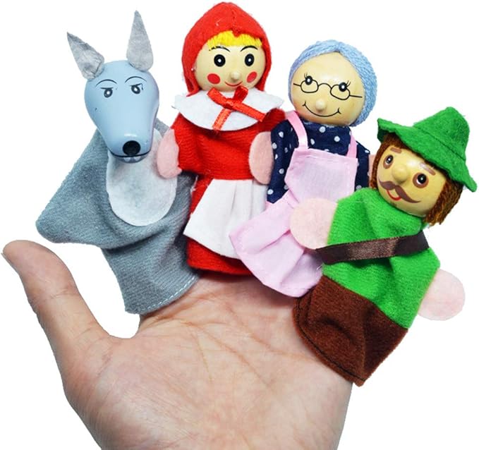 Little Red Riding Hood Finger Puppet StorytellingToy for Toddlers Kids, Cartoon Puppets Costume for Parent Child Interaction Classroom Role Playing Theater