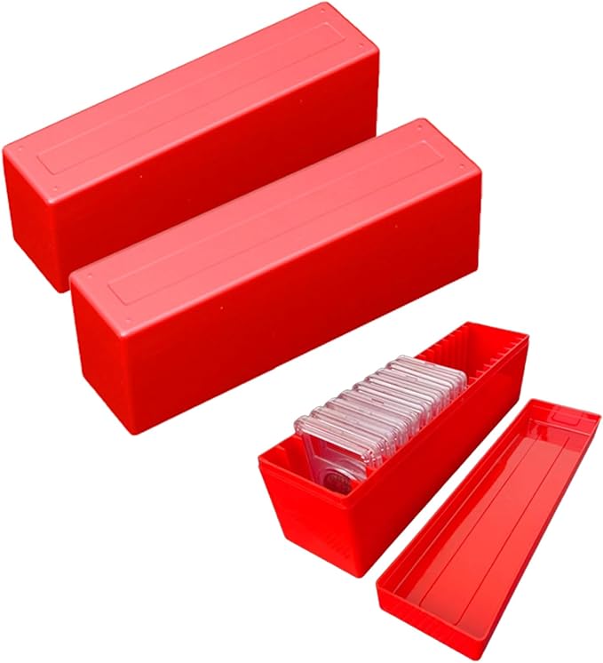 MUDOR 4 Pack Coin Slab Storage Box, Plastic Case Compatible with 20 Slab PCCB PCGS Coin Holders, Olny Box (RED, 4)