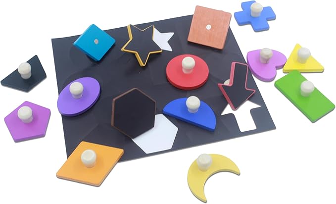 Wooden Toys for Toddlers Shape Learning Peg Puzzle Preschool Educational Montessori Toy Gift Age 3-6…