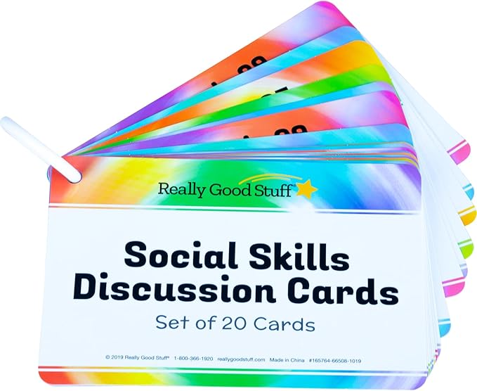 Really Good Stuff Social Skills Discussion Cards - Set of 20 Conversation Cards for Kids - Social Emotional Learning Activities for Understanding Social Rules and Developing Essential Social Skills