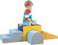 Qaba Climbing Toys for Toddlers and Children, Easy-to-Clean 4 Piece Soft & Safe Kids Foam Play Set for Crawling or Sliding, Contemporary