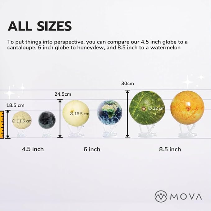 MOVA Globe Earth with Clouds – 8.5” Self-Rotating Globe Powered by Light | Silent Motion, No Batteries or Wires | Unique Desk Decor or Gift for Space Lovers
