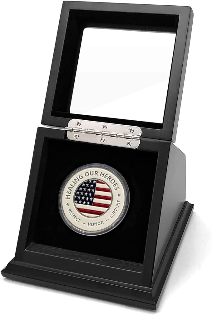 Challenge Coin Display Case 1.5-1.75 Inch 38-44.5 mm Coin Holder 1 Slot (Black, 1 Slot)