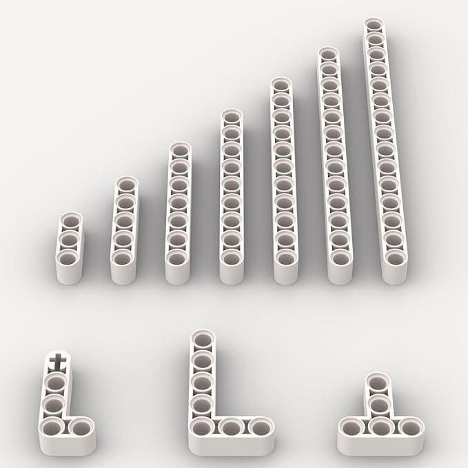 White Liftarms Thick Bulk Assortment Pack, 80 Pieces White Liftarms Beams with 10 Size, Compatible with Lego Parts and Pieces(Color: White)