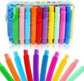 72Pack Pop Tubes, Fidget Sensory Toys Party Favors for Kids 4-8 8-12 Anxiety Stress Relief Toys Treasure Box Prizes Goodie Bag Stocking Stuffers Birthday for Toddlers Boys Girls