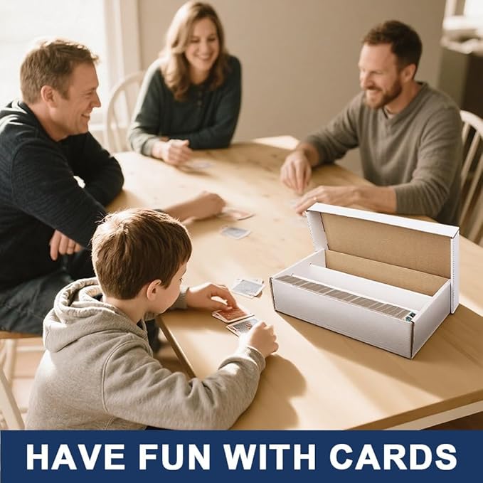 CROSSDESIGN Trading Card Box Storage | w/ 3 Divider Corrugated Cardboard | for Top Loader Organizer Sorting Tray Box & MTG, TCG Sports Cards & Coin | Holds 3000 Count