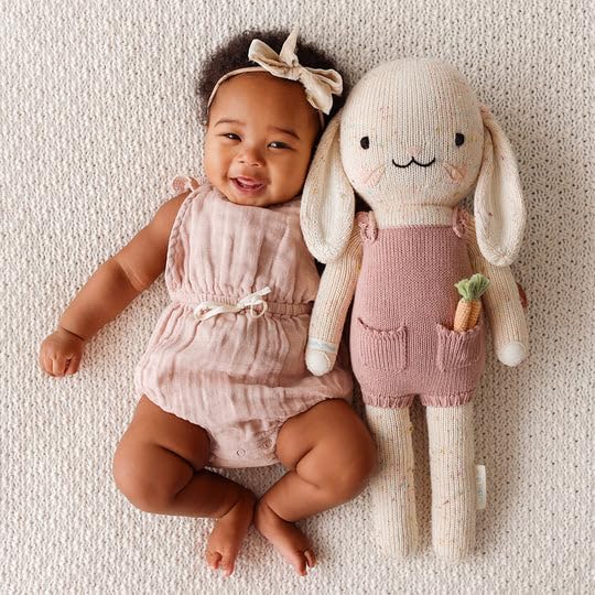 cuddle + kind Harper The Bunny Regular 20" Hand-Knit Doll – 1 Doll = 10 Meals, Fair Trade, Heirloom Quality, Handcrafted in Peru, 100% Cotton Yarn