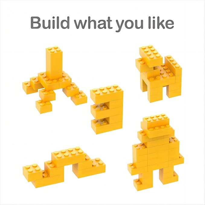 Classic Building Bricks 2x4, Compatible with Lego Parts and Pieces 3001, 110 Piece Bulk Building Block, Creative Building Block for Age 6+ Boys Girls and Bulk Enthusiast (Yellow)