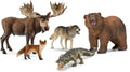 Schleich Wild Life, Realistic North American and Woodland Animal Toys for Kids, Animal Set with Moose, Grizzly Bear, Fox, Wolf and Alligator Toys, Ages 3+