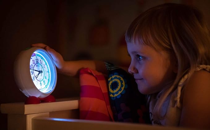 EasyRead Time Teacher Alarm Clock Kids - Telling Time Teaching Clock - Boys & Girls Alarm Clock With Rainbow 24 Hr Face & Night Light - Bedroom Clock - Kids Analog Alarm Clock 2 Step Learning System