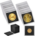 Coin Capsule Coin Snap Holder 2 x 2 Inch Half Dollar Coin Holder, Coin Cases for Collectors Coin Sleeves Collectors for Coin Collection Supplies (Black Foam Gasket, 20)