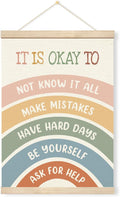 Inspirational Wall Art, Canvas Poster Hanger for Wall, Motivational Quotes Posters, Canvas Wood Hanging Banner, Mental Health Decor Art for Calm Down Corner, School Counselor Office Hanging Decor