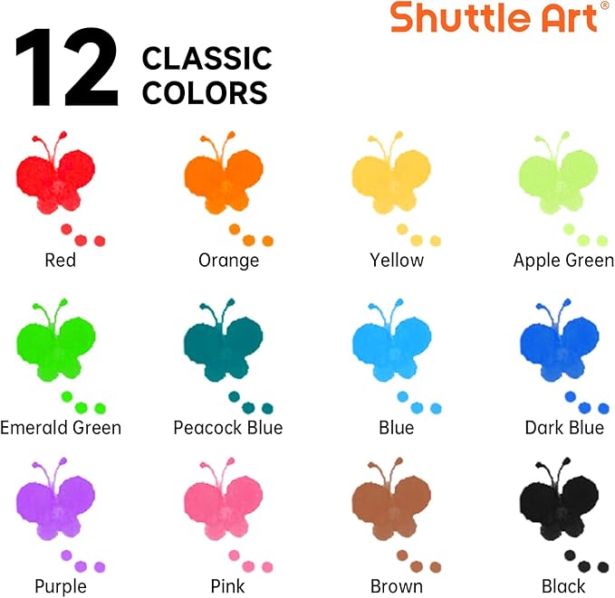 Shuttle Art Dot Makers, 12 Colors Bingo Daubers with 20 Unique Patterns of Dot Book for Toddler Art Activities, Non-Toxic Washable Coloring Markers for Preschool Kids Learning