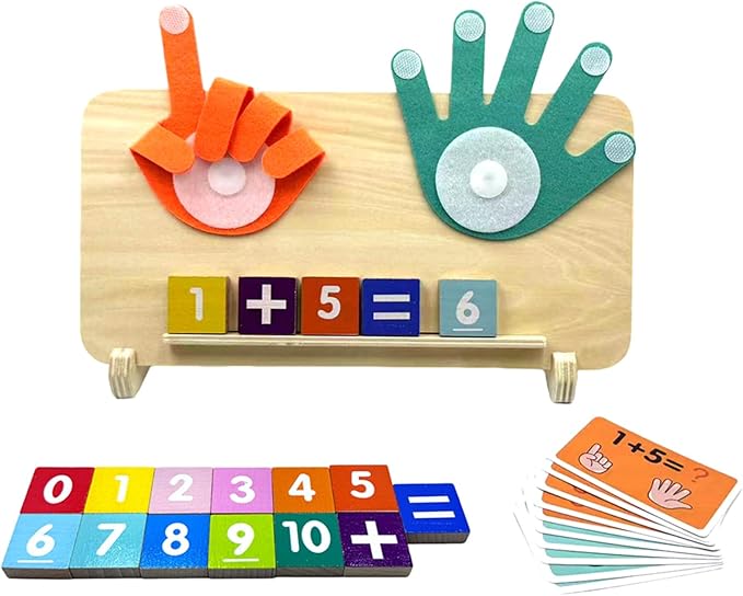 Educational Math Manipulatives Number Counting Blocks for Kids - Finger Arithmetic Game & Math Developmental Toys for 3+ Year Olds | Learning Counting, Addition, Subtraction (Math 01)