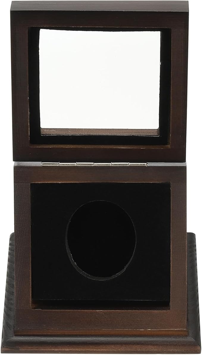 PATIKIL Coin Display Case, 1 Slot Coin Presentation Display Box Coin Box Coin Case with Coin Holder Fit 38-44.5mm Coin for Silver Dollar Collectors, Brown