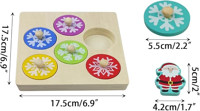 Pinkiwine Christmas Wooden Peg Puzzles Montessori Educational Toys for Kids Toddlers Christmas Toys Christmas Stocking Stuffers Gifts