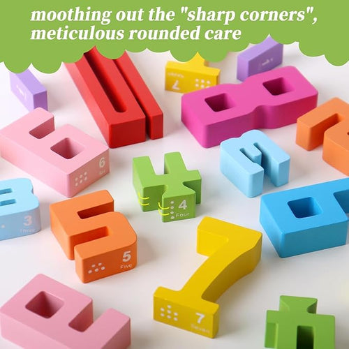 20PCS Wooden Number Building Blocks, Montessori Toys Math Learning Toys for Kids Digital Educational Counting Toys Learning Toys for Parent-Kids Interaction Social Skills Creative Games for Ages 3+