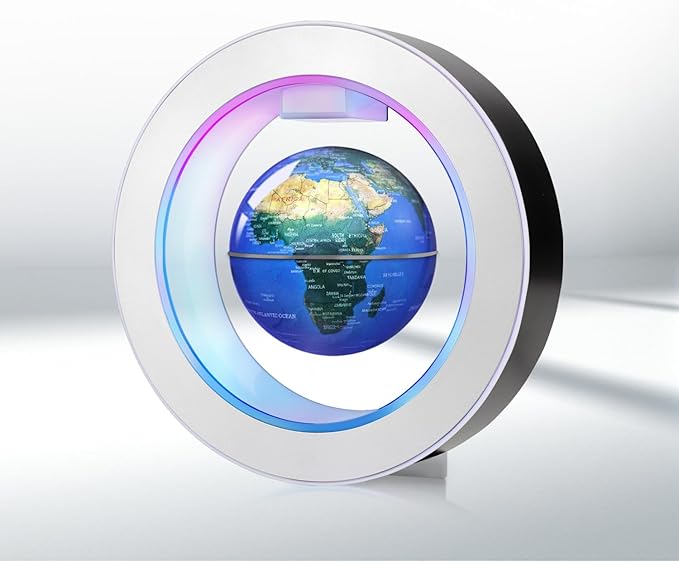 Floating Globe O Frame, Magnetic Levitating Technolog, Cool Gadgets for Men, 4In Globe for Education Office Home Desk Decor, Cool Tech Gift for Holiday Parties Birthday