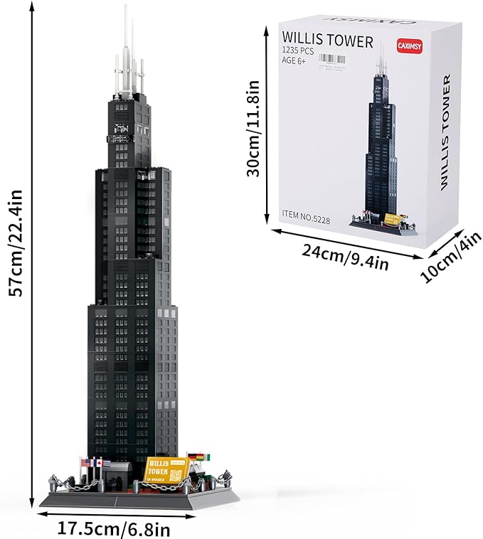 Willis Tower Chicago Architecture Model Building Blocks Sets The Office Landmarks Skyline Set Toys Collection for Kids Adults 1241Pcs
