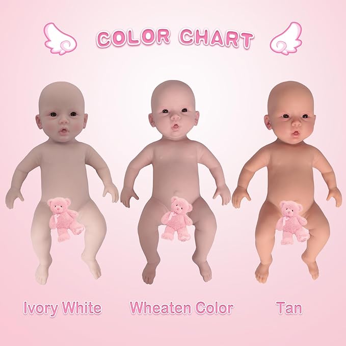 YIQI 18.5 inches Full Silicone Newborn Baby Doll not Vinyl Soft Silicone Baby Lifelike Reborn Doll Present Collectible Washable (Wheaten Color)