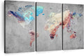 ElephantStock Artistic Touch World Map Multi Piece Canvas - 3 Panel Wall Decor - Map of the World Art - Canvas for the Office and Home - 45" X 28"