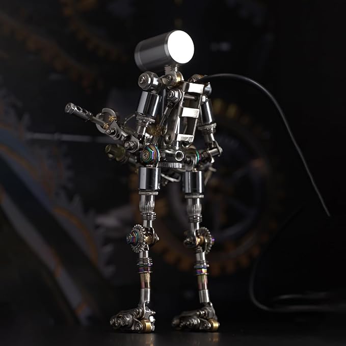 Mostarle Terminator M 3D Metal Puzzle, Arcynix DIY Mechanical Robot Model Kit, Sci-Fi Design LED Light Feature Unique Gift for Adults & Teenager (Purple)