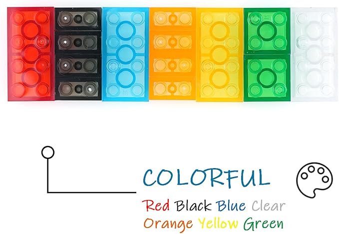 300PCS Transparent Clear Building Bricks Set, Compatible with Classic Blocks Parts and Pieces, 8 Shapes Bulk Bricks in Random Color for Boys