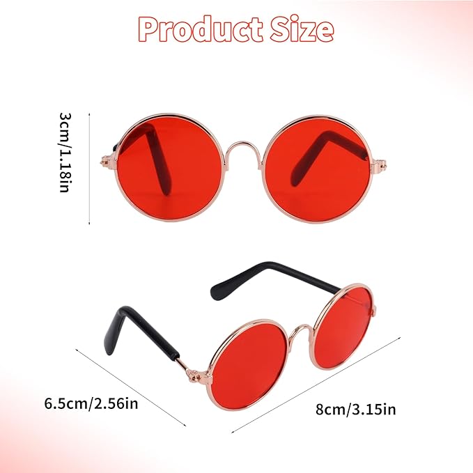 4pcs Mini Doll Glasses, Cute Tiny Sunglasses for Most Dolls Outfit and Toys Clothes Set Decorations with Metal Frame Multi-Color Lenses Fashion Eyewear Accessories (Color 3)