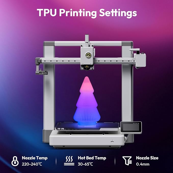 AMOLEN 95A TPU 3D Printer Filament, 1.75mm Glow in The Dark Rainbow Purple Pink Orange Blue, Soft TPU Flexible, High Hardness & Resilience, Best with UV Lamps, 1KG Spool(2.2lbs), Fit Most 3D Printers