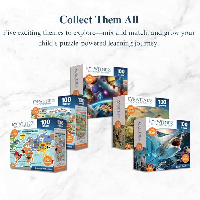 Eyewitness Discovery Puzzle American Landmarks, 100 Piece Jigsaw for Kids, Educational Learning Toy for Boys & Girls, Children Ages 5+