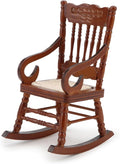 Dollhouse Miniature Rocking Chair 1:12 Scale Wooden Furniture Accessories Tiny Mini House Home Outdoor Cake Topper Decoration Model Living Room Scene Christmas Craft Displays (Brown)