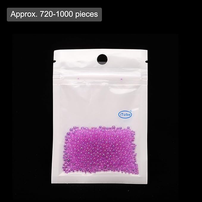 Iridescent Glass Tiny Bubble Beads, 0.4-3mm 10g No Hole Micro Mini Round Deep Purple Water Droplets Beads - Applications: for Resin Filler, Nail Art, Dollhouse Bath Tub