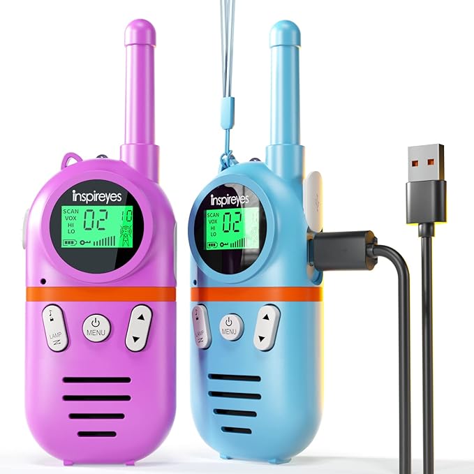 Walkie Talkies for Kids Rechargeable,Toys for Boys and Girls Ages 3-12, 2 Pack Long Range 2-Way Radios, Birthday Gifts,Christmas Stockings, Outdoor Play, Family Games, Hiking Camping Gear