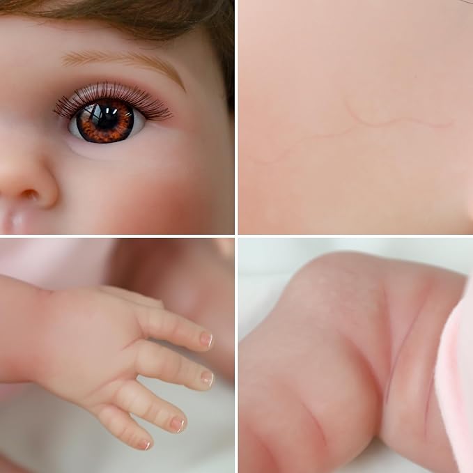 SCOM Reborn Baby Doll Girl - 18 Inch Realistic Real Life Doll with Hair, Silicone Baby with Anatomically Correct, Newborn Lifelike Toddler with Cloth Body & Vinyl for Age 3 4 5 6 + Year Old Gift