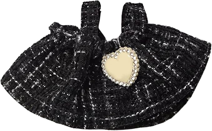 17cm Doll Clothes - Luxury Chic Style Set for 5.91-6.7“ (15-17cm) Dolls, Cute Premium Fashion Doll Outfit with Accessories - Black Plaid Tweed Dress +Plaid Bow