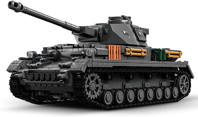 1:28 Panzer-Ⅳ Medium Tank F2 Building Blocks Set for Adults, Compatible with Lego Military Tank, WW2 Vehicle Toys Historical Collection Model for Army Fans, Gifts for Teens Kids Boys 8-14 (1419 PCS)