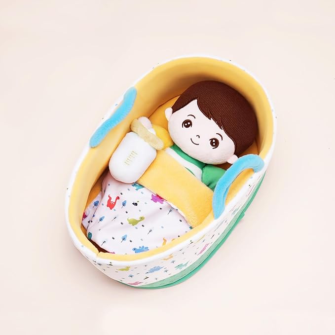 OUOZZZ 10" Soft Baby Boy Doll Set, Baby Doll Accessories Pretend Playset Emotional Social Doll for 2 Year Olds Boy Christmas Birthday Gift