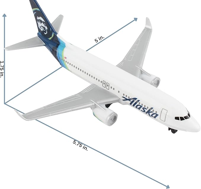 Daron Toy Airplane – Alaska Airlines – Die-Cast Metal Model Airplane Toy with Plastic Parts for Kids Ages 3+