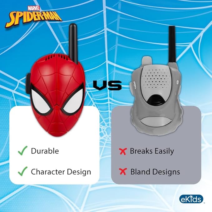 eKids Spiderman Walkie Talkies for Kids, Indoor and Outdoor Toys Designed for Fans of Spiderman Toys