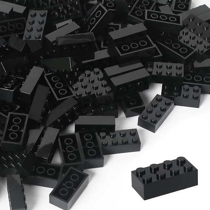Building Bricks 121 Pieces 2x4 Black Color Building Block,Compatible with Lego Classic,Creative Building Block Toys for Kids