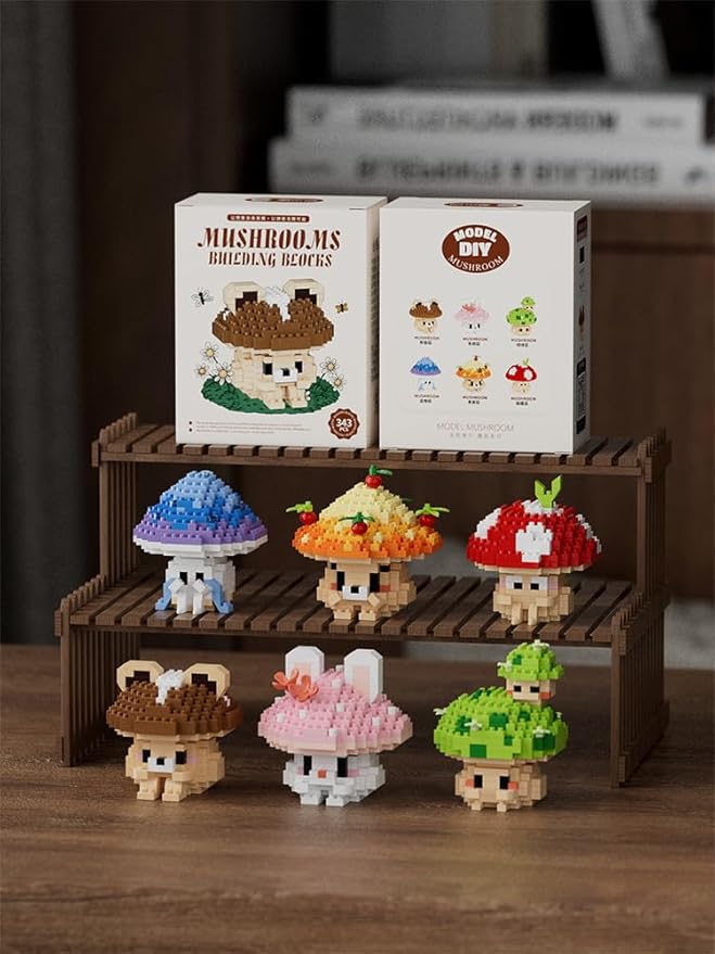 Rabbit Mushroom Mini Cute Mushroom Animals Building Toy Set Adorable Plant Blocks for Creative Play Bonsai Botanical Collection